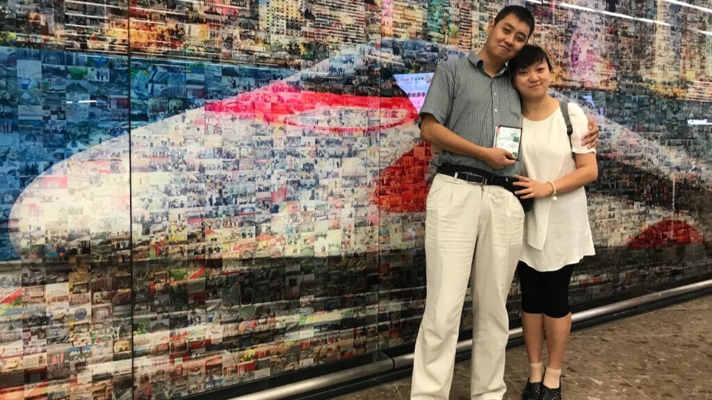 David & wife at Hong Kong West Kowloon railway station, 2018